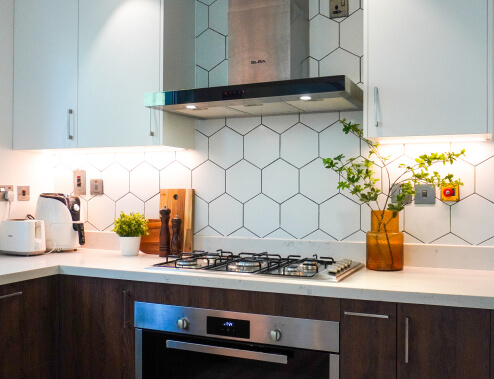 Illuminated Peninsula Kitchen